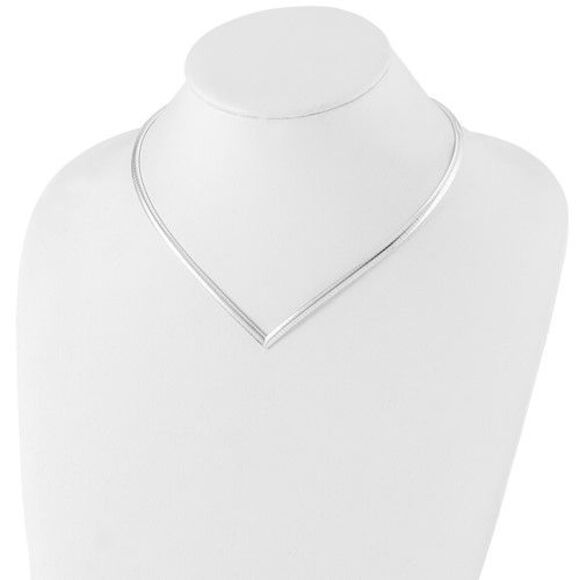 4mm Sterling Silver V-shaped Cubetto Chain Necklace, 17 Inch - Picture 5 of 7